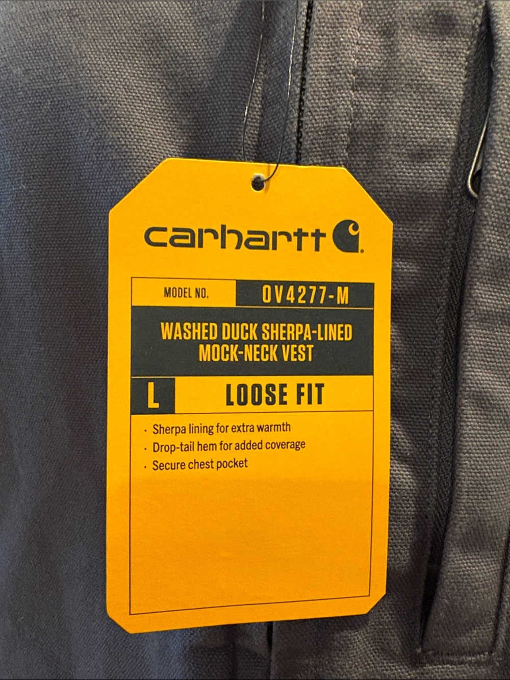 Carhartt Washed Duck Sherpa-Lined Mock-Neck Vest Loose Fit - Picture 3 of 4